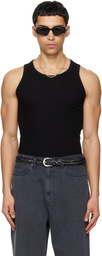 TONYWACK Black Silk Lyocell Rib Tank Top
