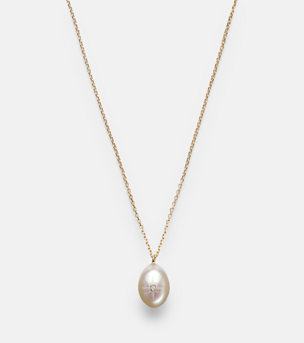 Mateo 14kt gold pendant necklace with pearl and diamond