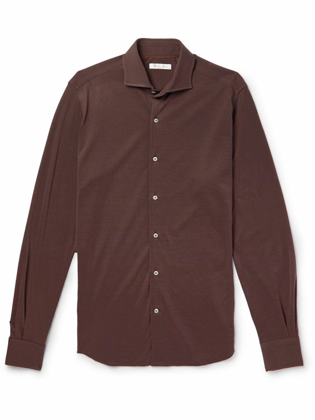 Photo: Loro Piana - Andrew Wool-Piqué Shirt - Brown