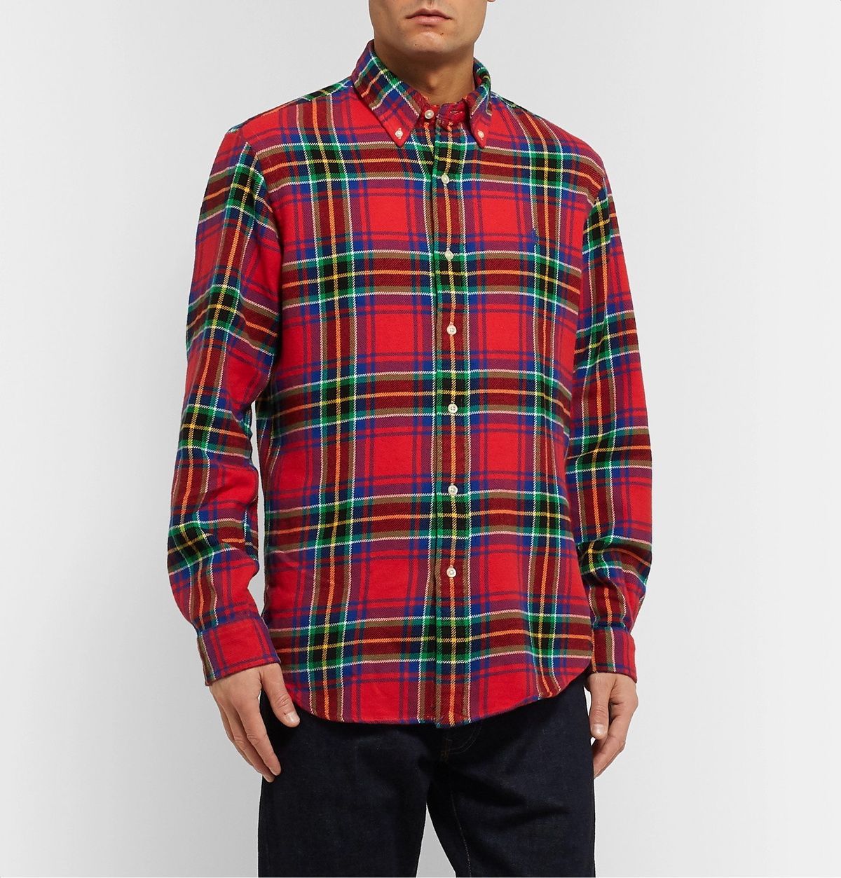 POLO RALPH LAUREN Button-Down Collar Checked Cotton-Flannel Shirt