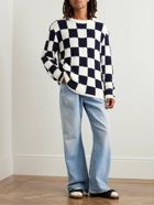 The Elder Statesman - Checked Cashmere and Silk-Blend Bouclé Sweater - White