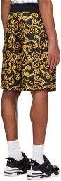 Versace Jeans Couture Black & Yellow Printed Shorts