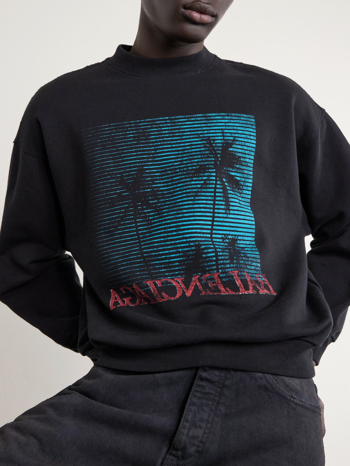 Balenciaga - Printed Cotton-Jersey Sweatshirt - Black