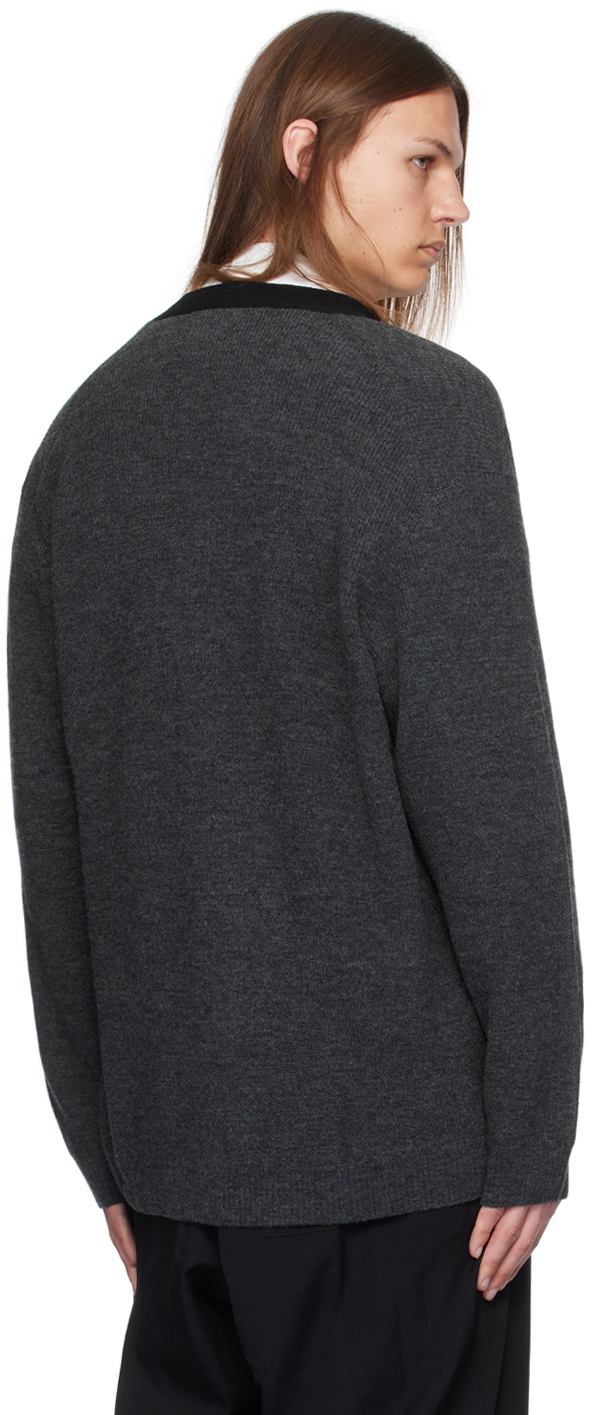 Y's For Men Gray Color Blocking Cardigan