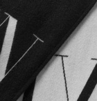 Valentino - Valentino Garavani Logo-Print Wool and Silk-Blend Scarf - Black