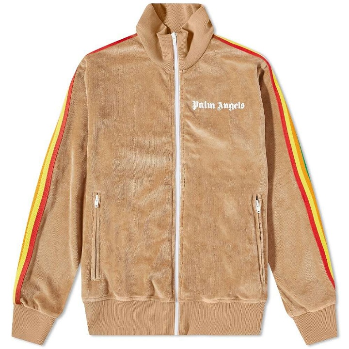 Photo: Palm Angels Men's Rainbow Chenille Track Jacket in Brown/White