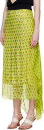 Dries Van Noten Yellow Embellished Silk Maxi Skirt
