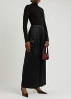 Aexae Wide-leg Silk Trousers Black
