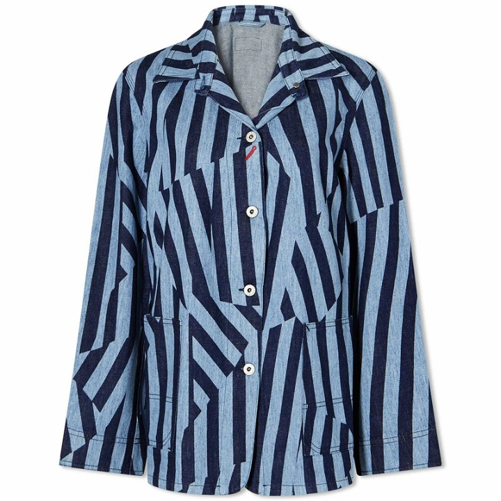Photo: Kenzo Dazzle Stripe Workwear Jacket in Rinse Blue Denim