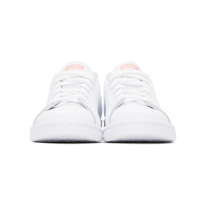 adidas Originals White and Pink Stan Smith Sneakers