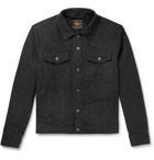 Golden Bear - The Holden Leather-Trimmed Cotton-Flannel Jacket - Gray