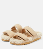 Gia Borghini Alvine suede and shearling slides