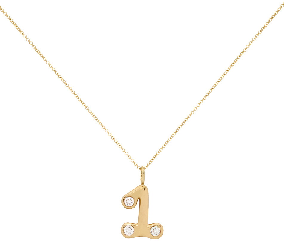 Floating Number Numerical Cubic Zirconia Pave Charm Necklace