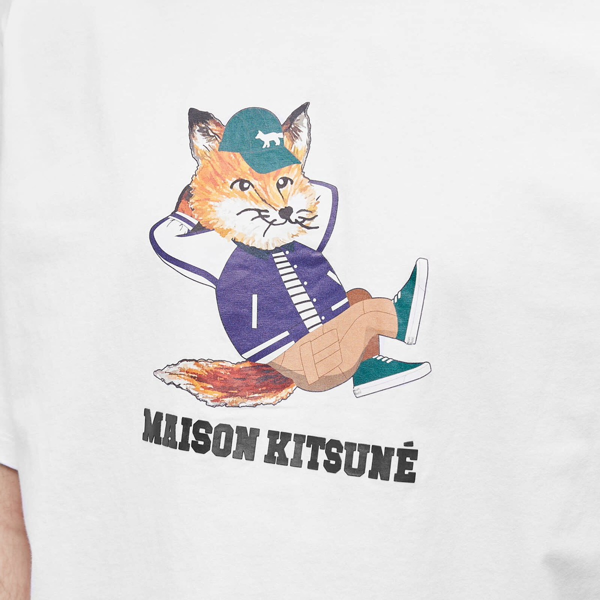 Maison Kitsuné Men's Dressed Fox Easy T-Shirt in White Maison Kitsune