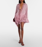 Blumarine Plissé tiered georgette miniskirt