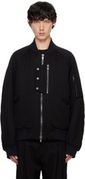 DEVOA Black Wool Bomber Jacket