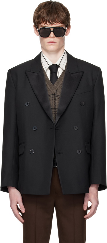 Photo: Ernest W. Baker Black Double Breasted Tuxedo Blazer