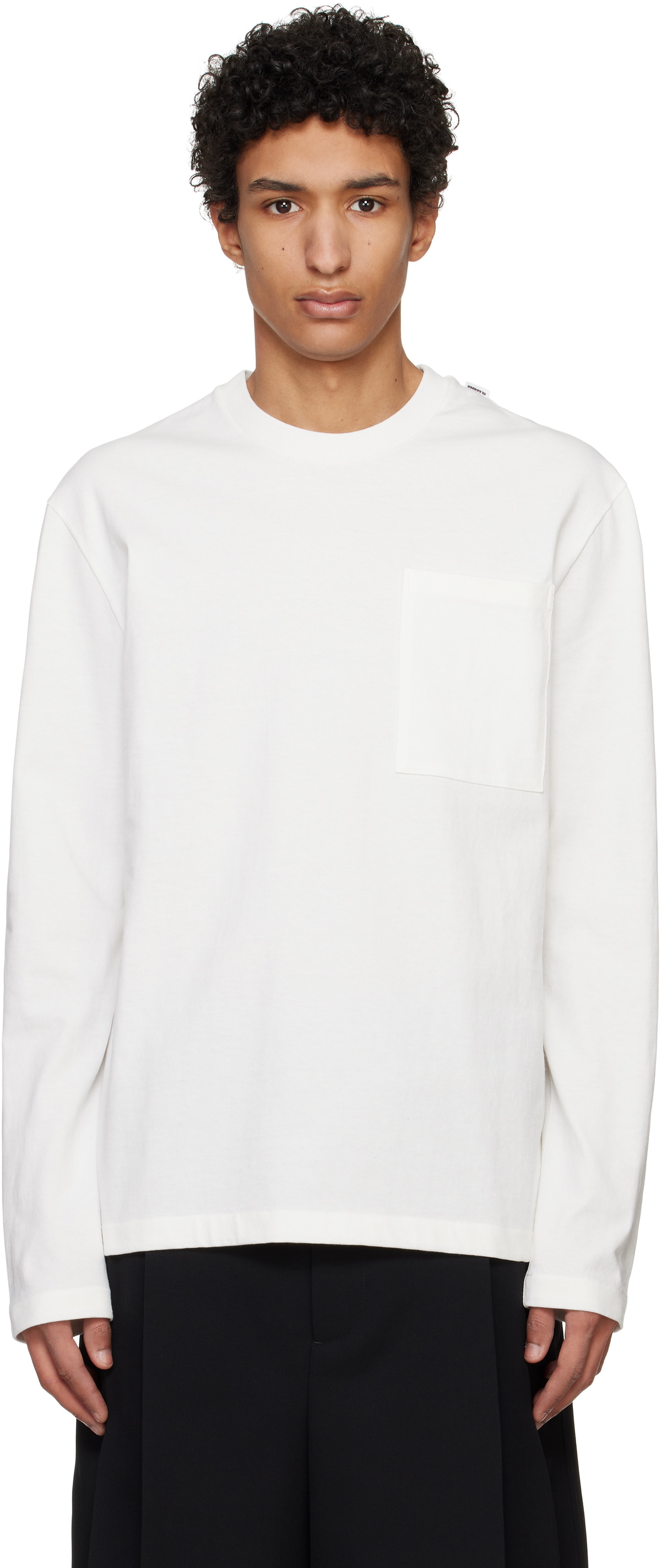 Jil Sander White Logo Flag Long Sleeve T-shirt Jil Sander
