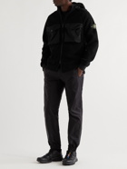 Stone Island - Logo-Appliquéd Shell-Trimmed Fleece Hooded Jacket - Black