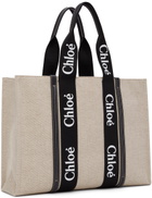 Chloé Off-White & Black Large Woody Tote Bag