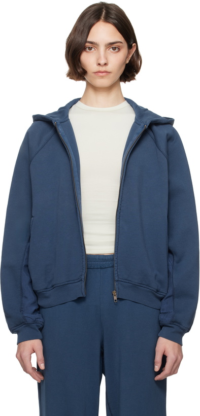 Photo: SKIMS Blue French Terry Relaxed Zip Up Hoodie