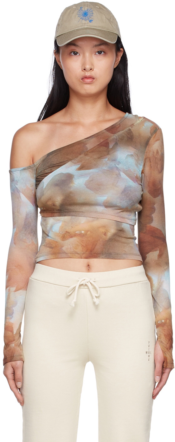 Paloma Wool Brown Cupid Single-Shoulder Long Sleeve T-Shirt Paloma