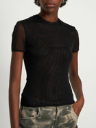 BLUMARINE - Hotfix Logo Second Skin Mesh T-shirt