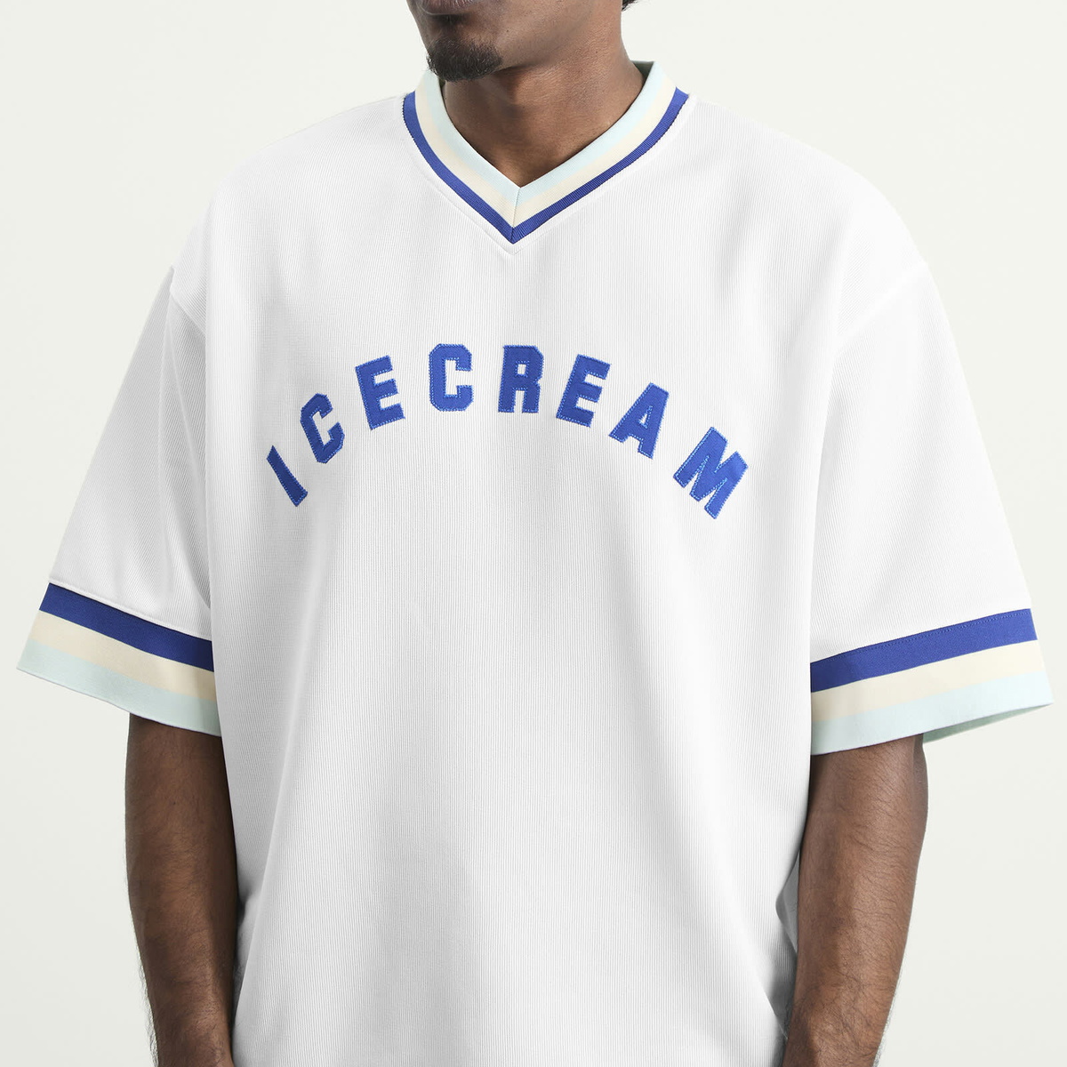 ICECREAM Men's V-Neck Sports Jersey in White