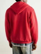 A.PRESSE - Vintage Cotton-Jersey Zip-Up Hoodie - Red