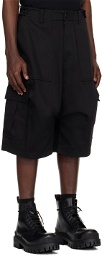 We11done Black Cargo Pocket Shorts