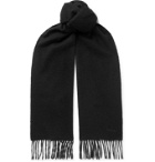 PAUL SMITH - Logo-Embroidered Fringed Cashmere Scarf - Black