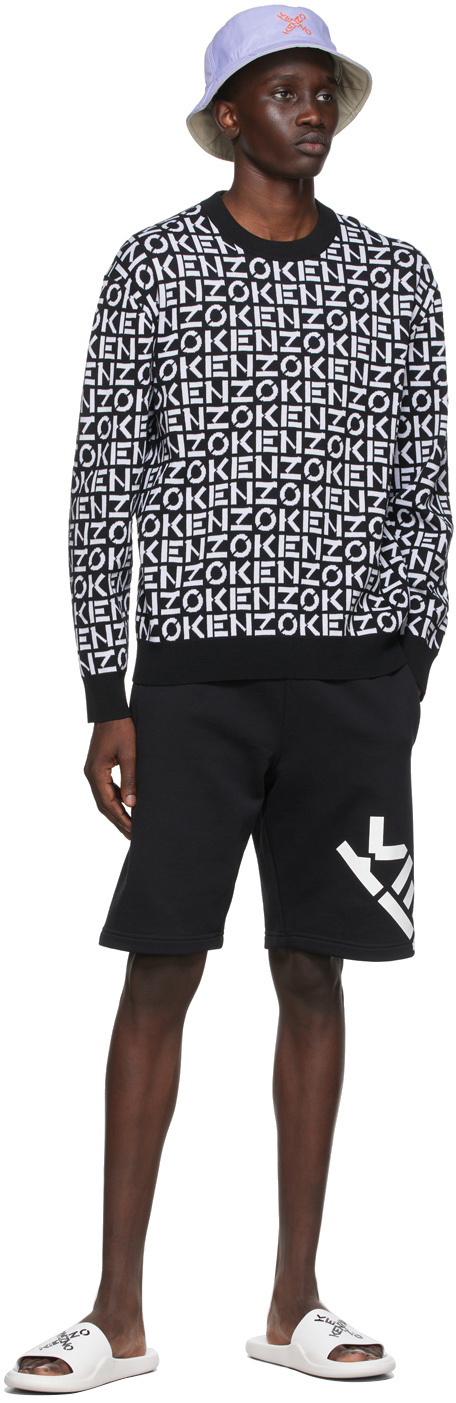 Kenzo L39404 Mens Blue/Black Monogram Sweater Size L