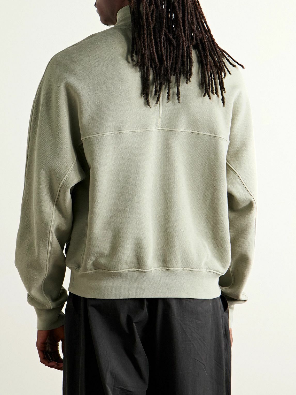 AGOLDE - Idris Cotton-Jersey Half-Zip Sweatshirt - Green