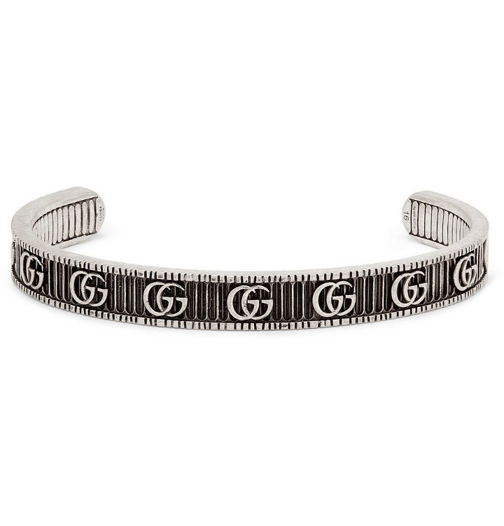 Photo: Gucci - Engraved Burnished Sterling Silver Cuff - Silver
