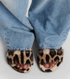 Dolce&Gabbana Leopard-print shearling slides