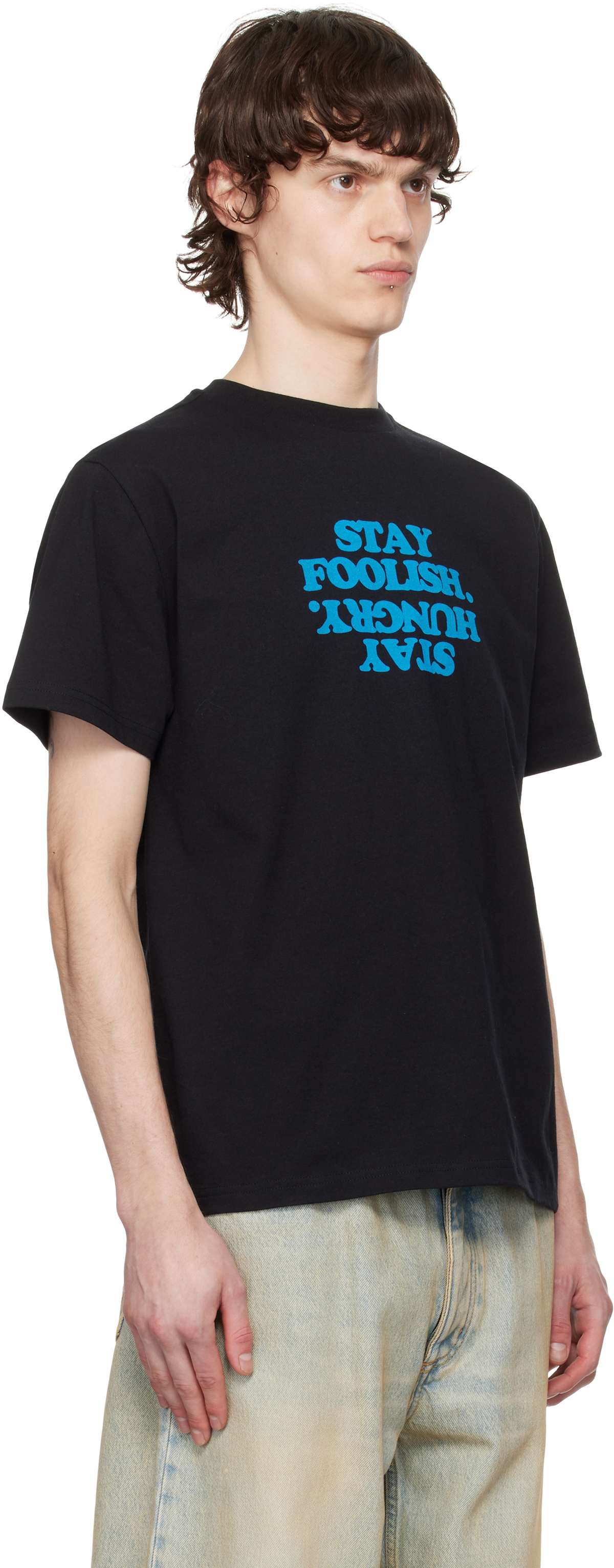 Coperni Black 'Stay Foolish' Printed Boxy T-shirt