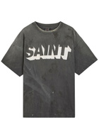 Saint Mxxxxxx Alpha Logo-print Distressed Cotton T-shirt Black