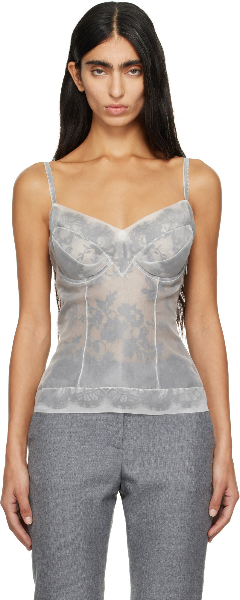 McQueen Off-White Silk Chiffon Camisole