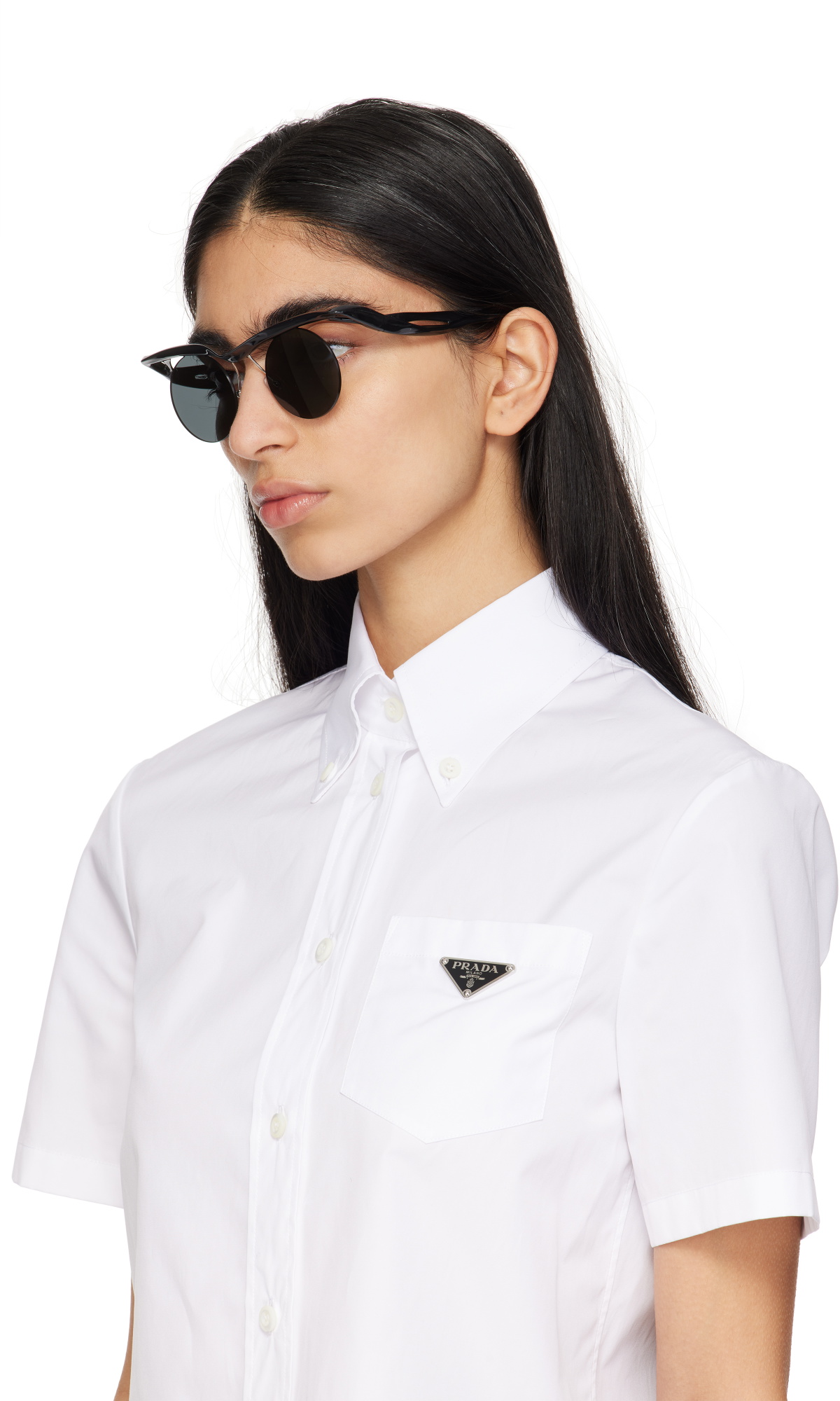 Prada Black Round-Frame Women\'s Sunglasses. New Prada Women main image 2