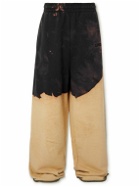 VETEMENTS - Wide-Leg Logo-Embroidered Bleached Cotton-Blend Jersey Sweatpants - Black