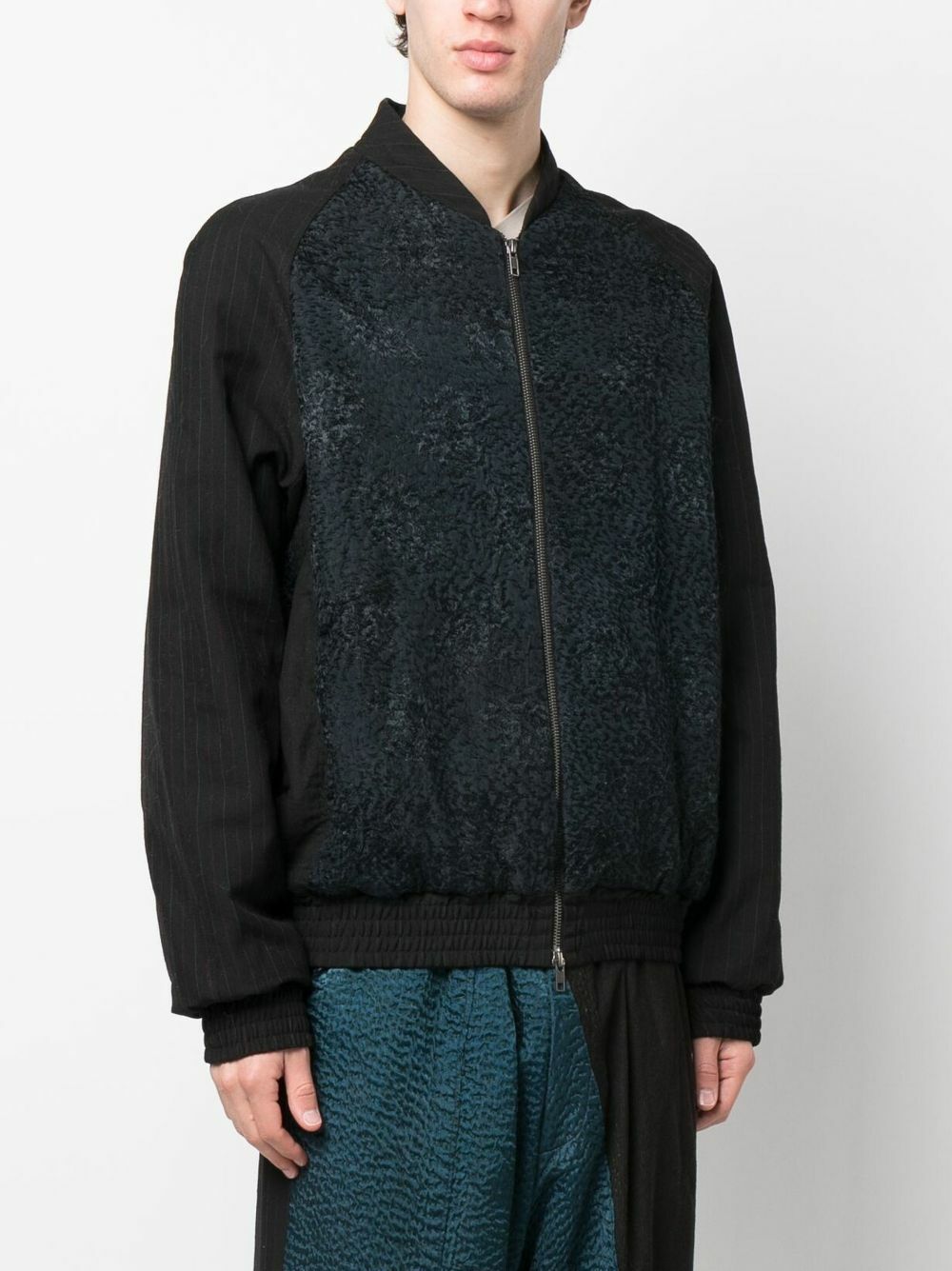 By Walid Black Otto Embroidered Bomber Jacket