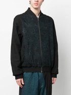 By Walid Black Otto Embroidered Bomber Jacket