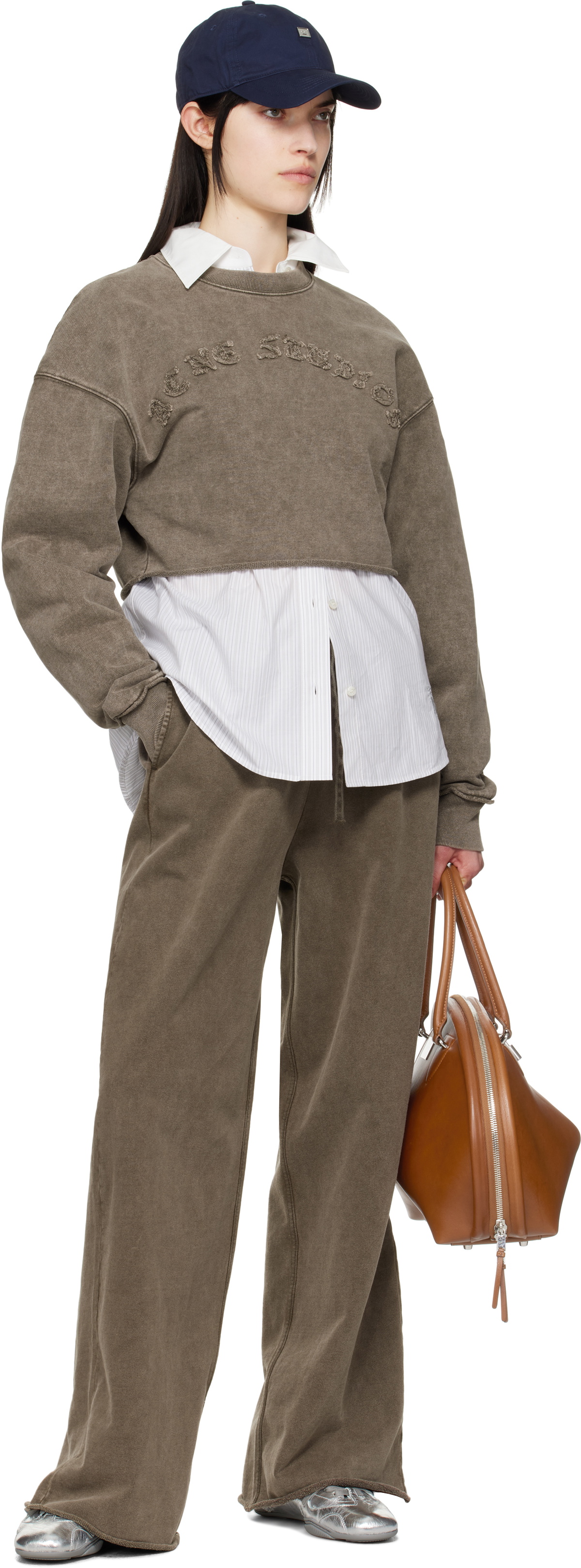 Acne Studios Brown Embroidered Logo Lounge Pants