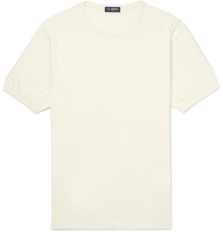 Photo: Beams F - Slim-Fit Knitted Cotton T-Shirt - Men - White