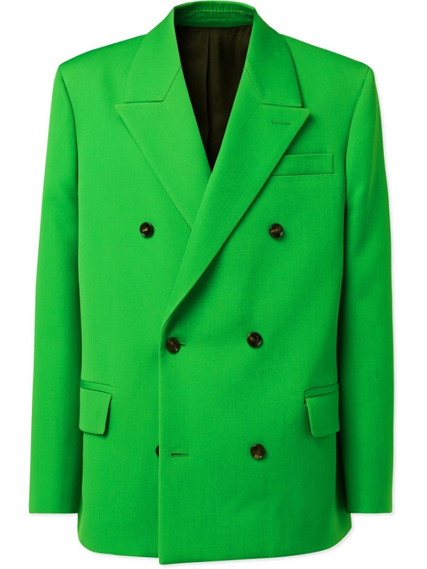 Photo: Bottega Veneta - Double-Breasted Wool Suit Jacket - Green