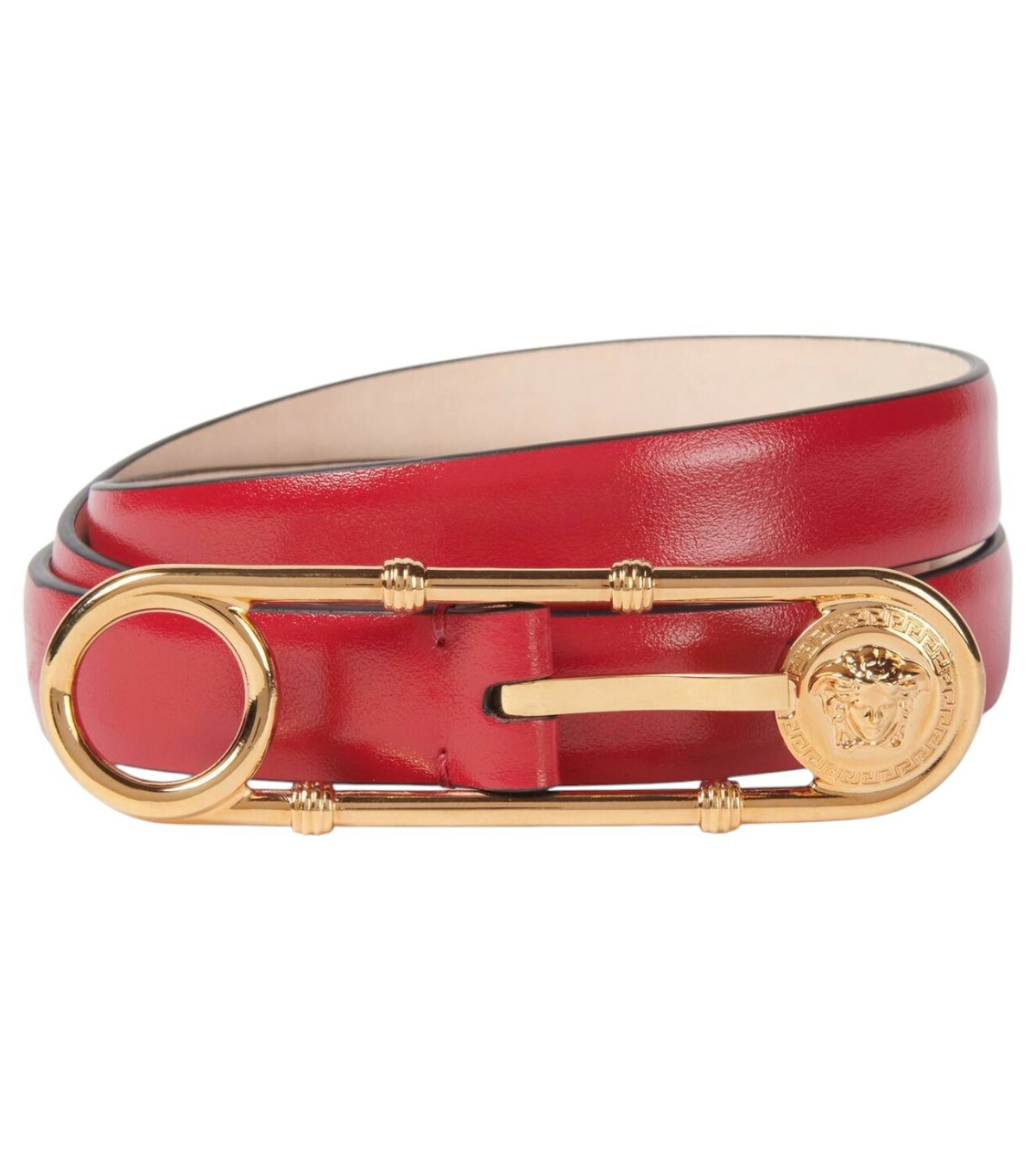 【送料&関税込】Versace safety Pin Belt Safety Pin Leather Belt 3 cm Black,Gold | VERSACE US