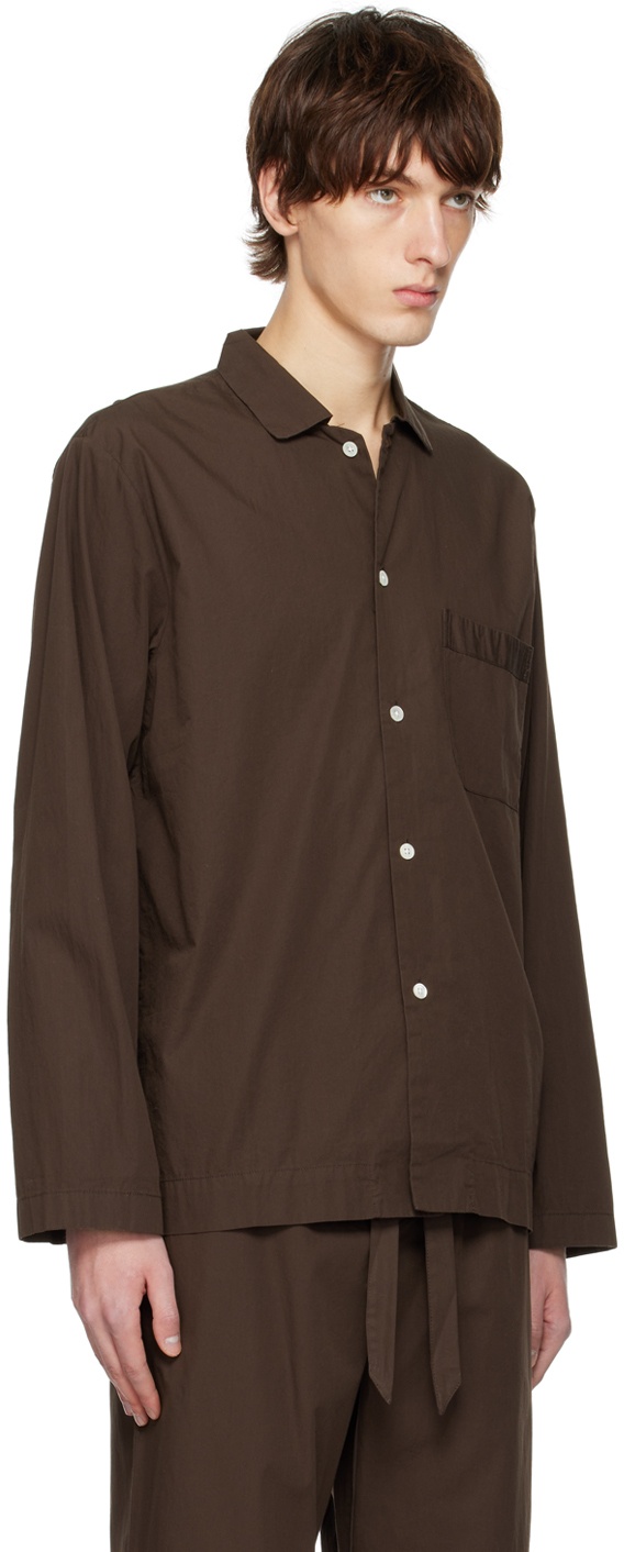 Tekla Brown Buttoned Pyjama Shirt Tekla Fabrics