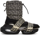 Balmain Black & Off-White Monogram Strap B-Bold Boots