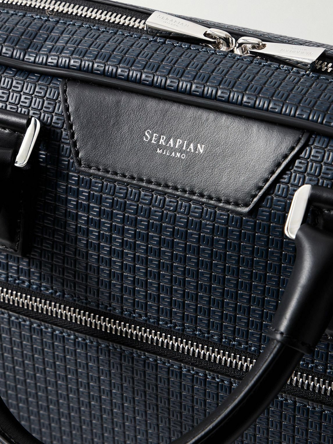 Serapian - Leather-Trimmed Logo-Embossed Stepan Coated-Canvas Briefcase