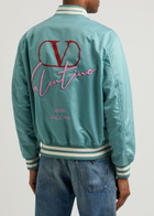 Valentino Logo-embroidered Nylon Bomber Jacket Stone